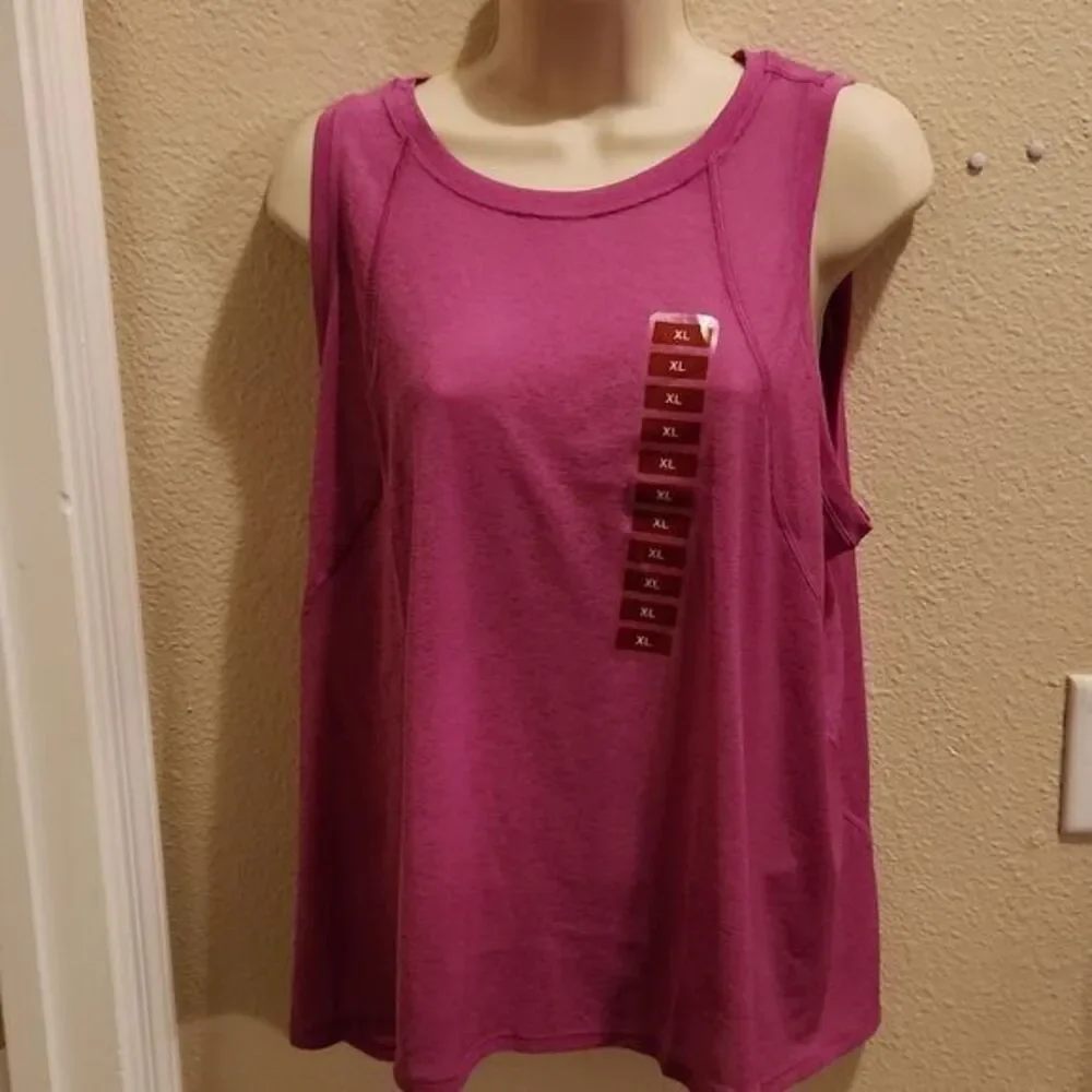 Members‎ Mark Work It Out Womens Anti-odor Pink Soft Rib Tank Top